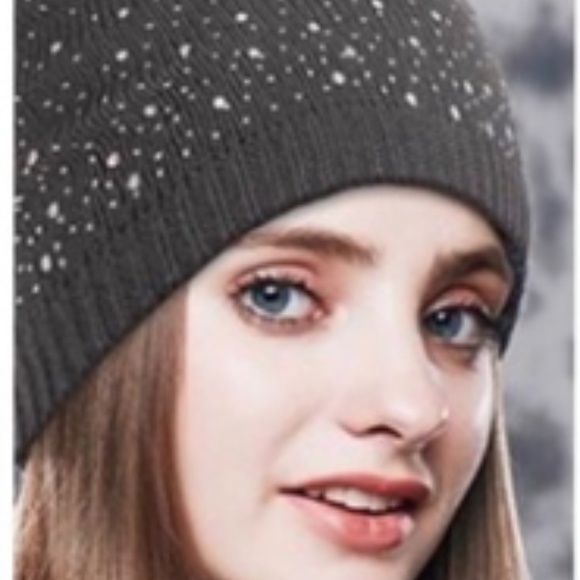 Rhinestone starkly Gray beanie cap - Picture 2 of 4